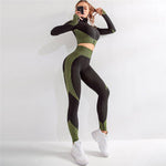 Nahtloses Fitness-Set "Suzi" in Ripp-Optik, 2-teilig - Zip-Top & Leggings - GYMAHOLICS